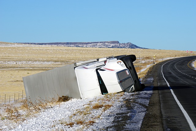 truck overturned after accident