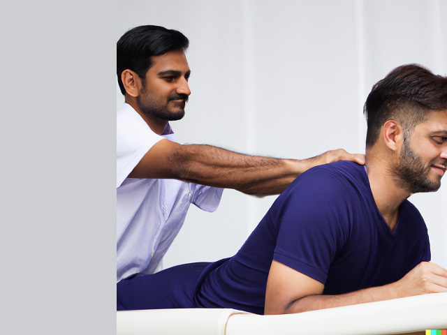 Physiotherapist working on patient