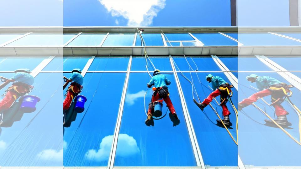 cleaner at work on a building