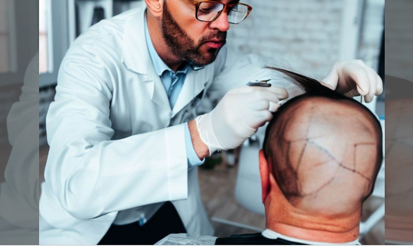 man doing hair implant