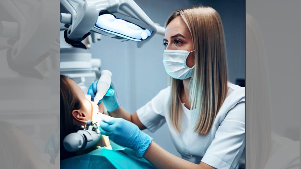 Dental Hygienist working with patient