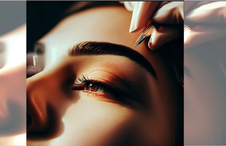 specialist performing microblading