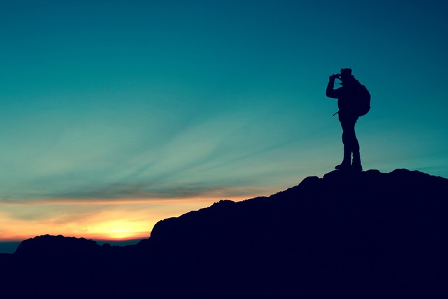 Tourist hiking mountain