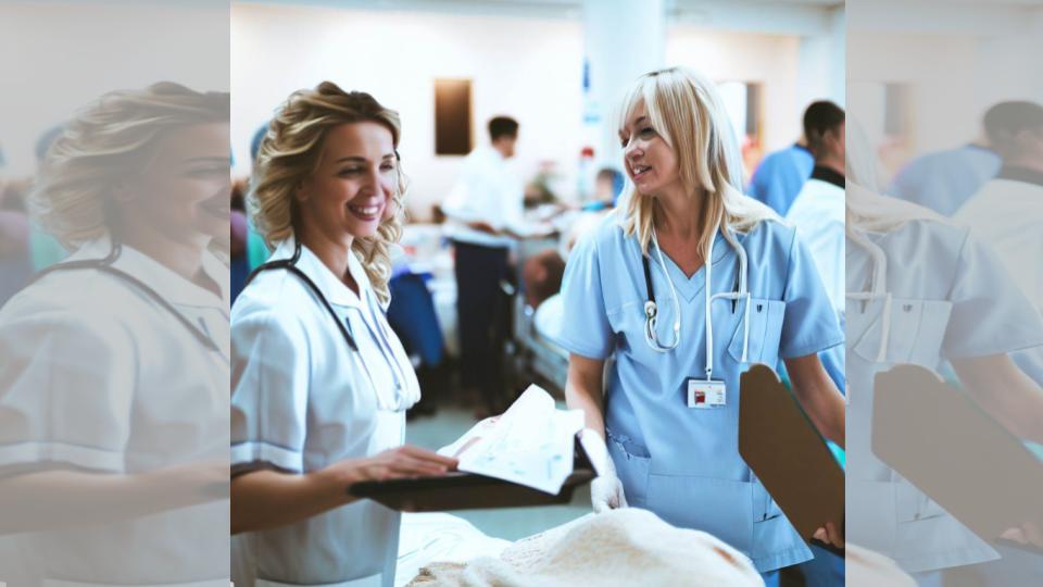 Nurses helping patients