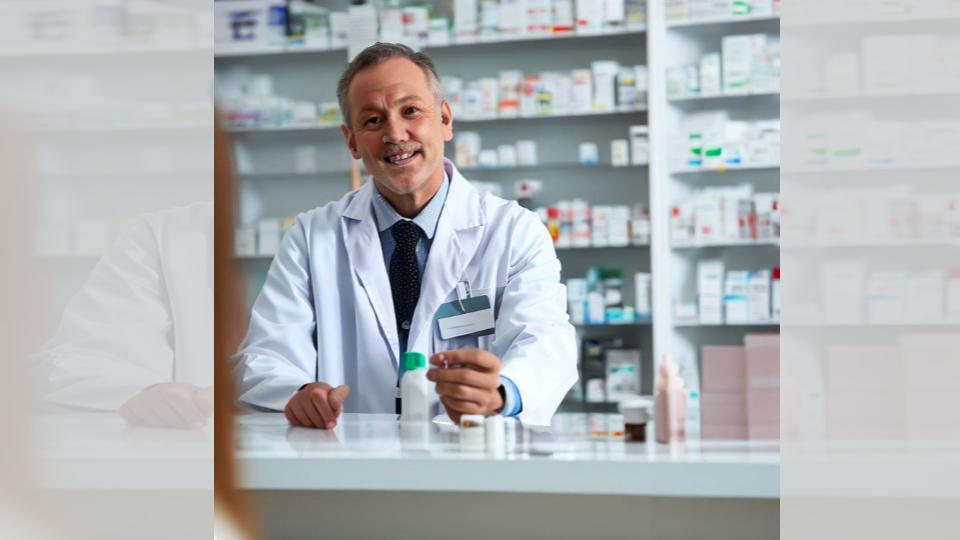 pharmacist checking pills